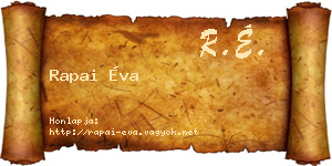 Rapai Éva névjegykártya